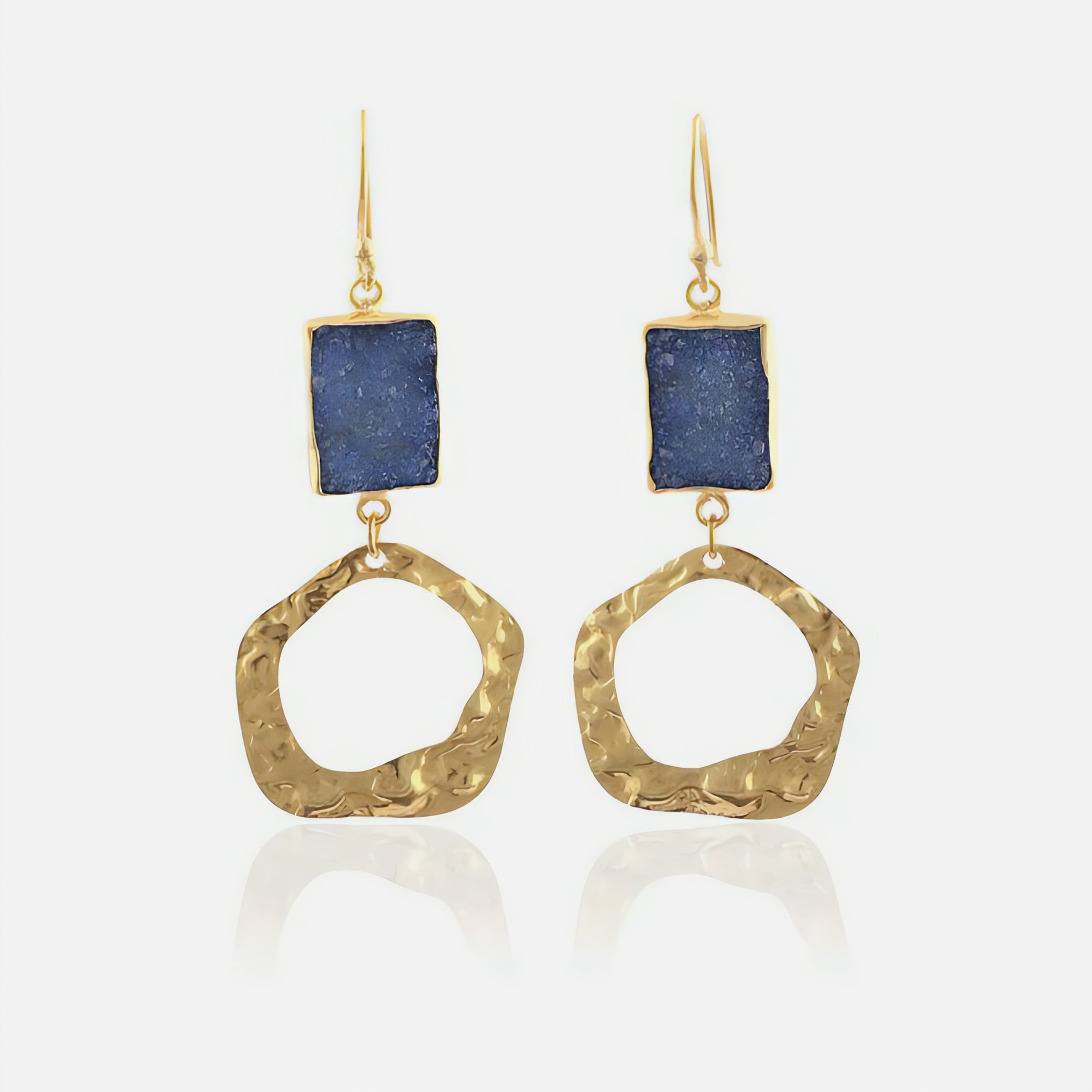 Geo Chic | Sugar Agate Druzy Earings | 18 KT Gold Plated