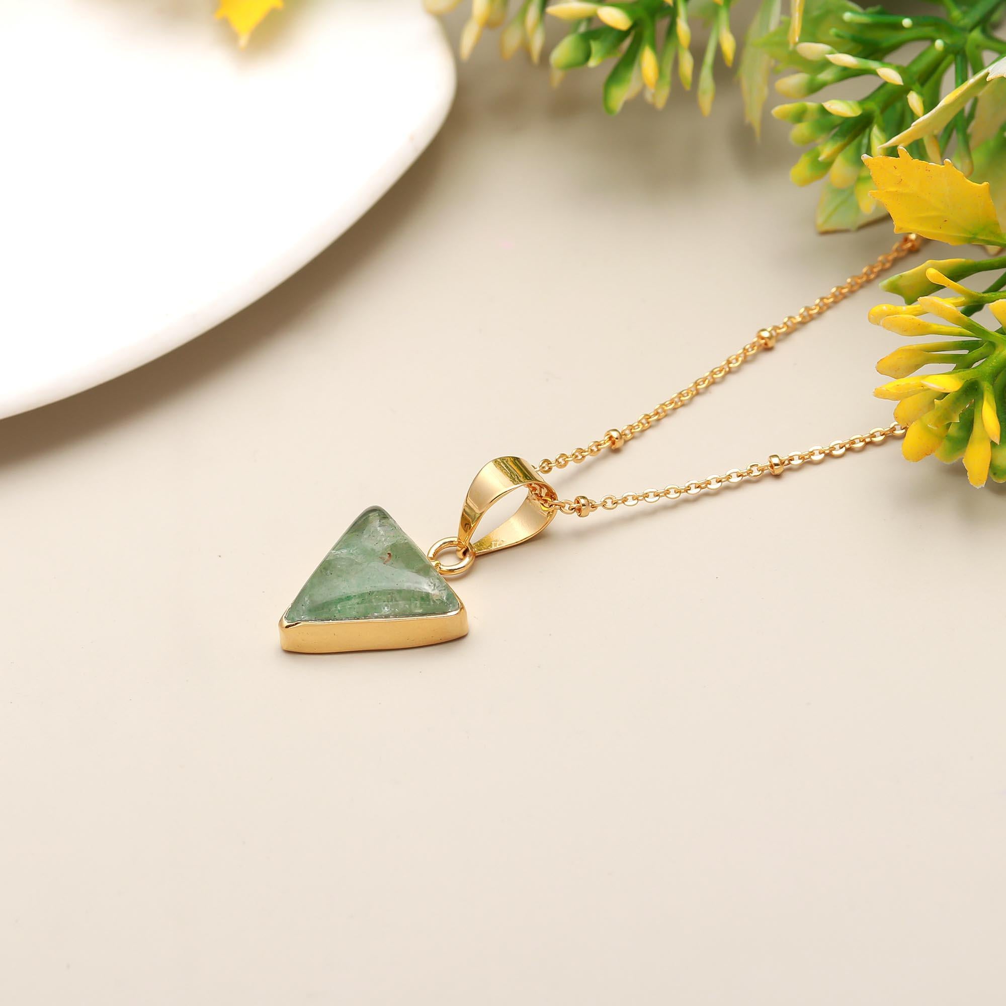 Triangular Melody | Moonstone trangular pendant with chain | 18KT gold plated