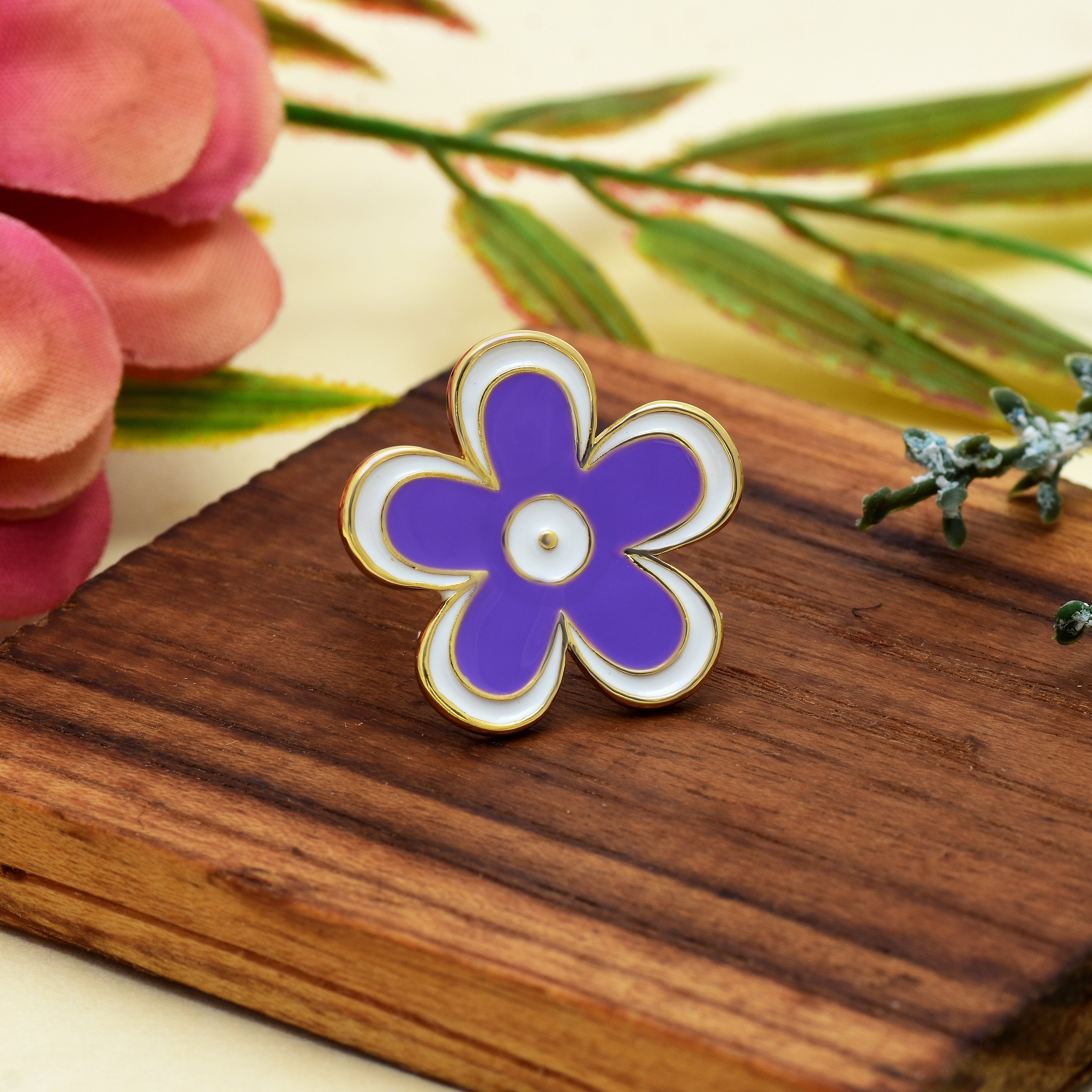 Daisy Flower Enamel Rings | Anti Tarnish