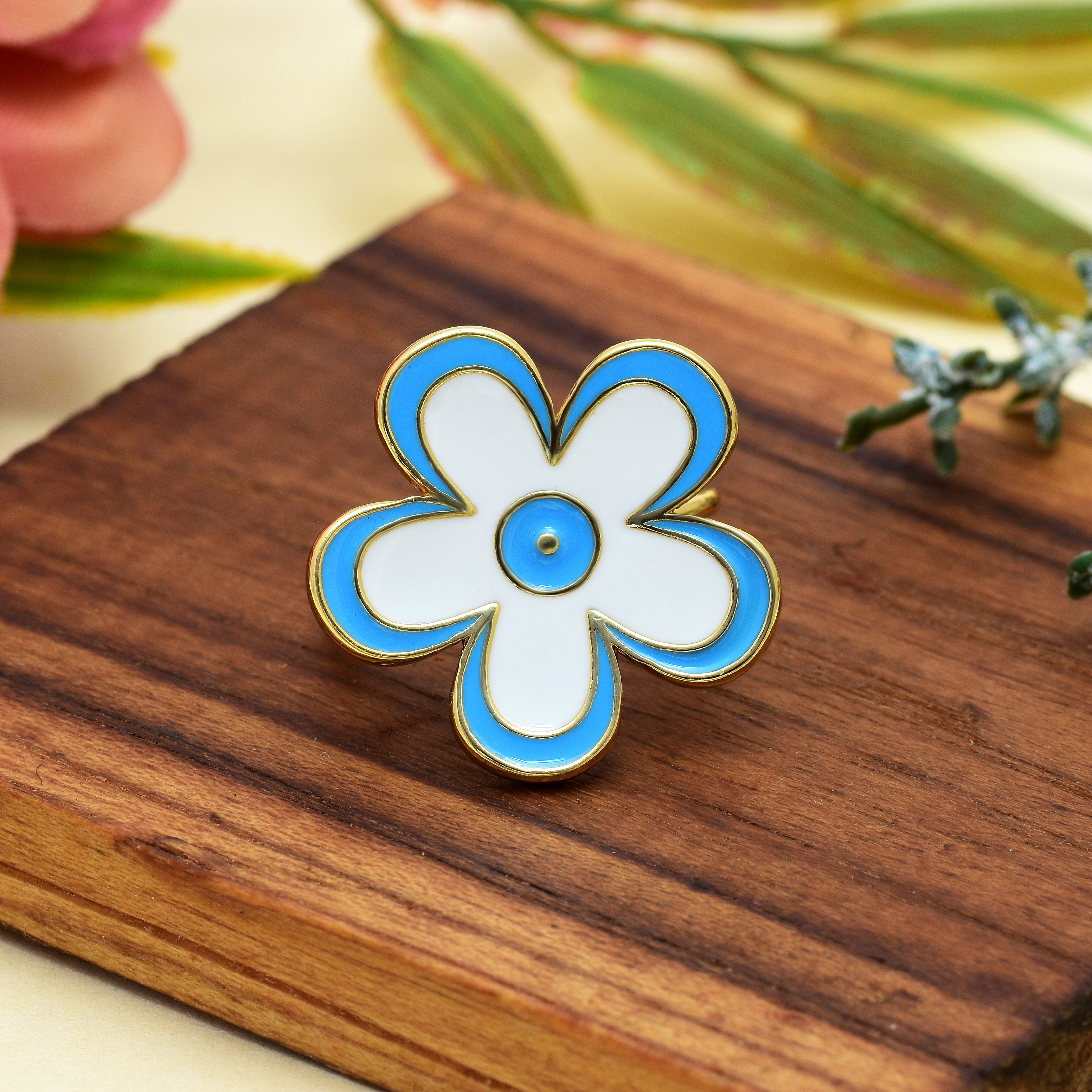 Daisy Flower Enamel Rings | Anti Tarnish