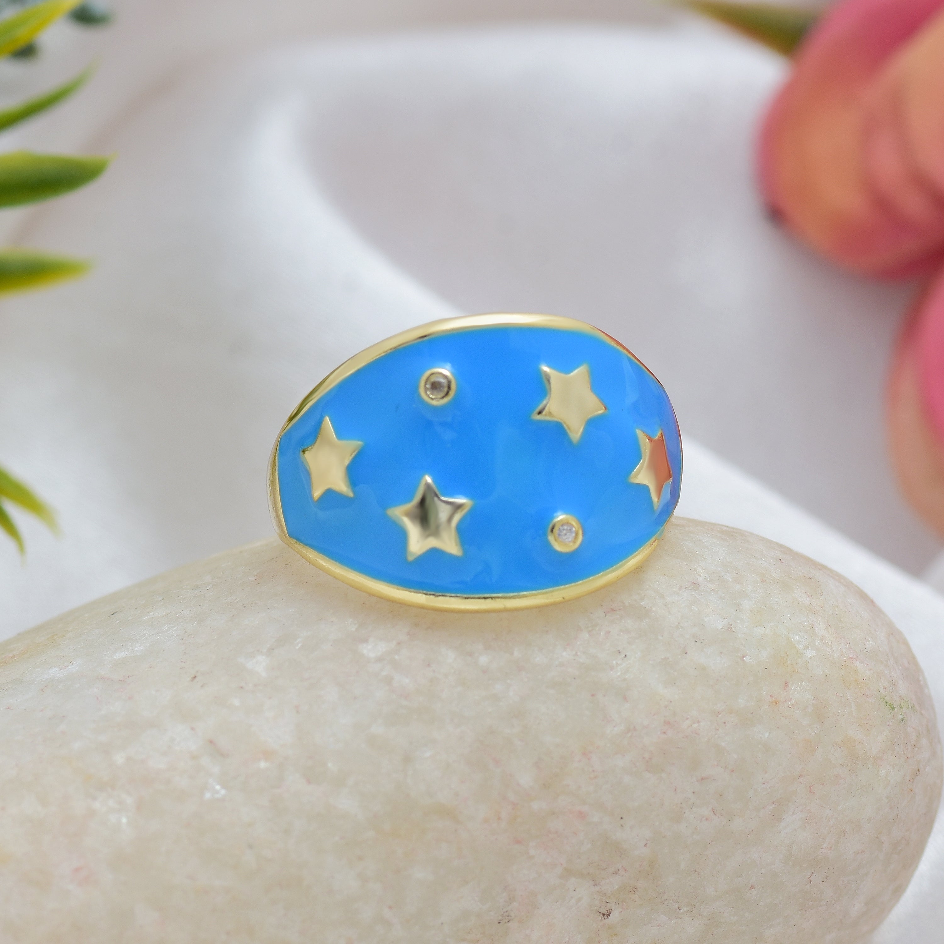 Dainty Star Zircon Enamel Rings | Anti Tarnish