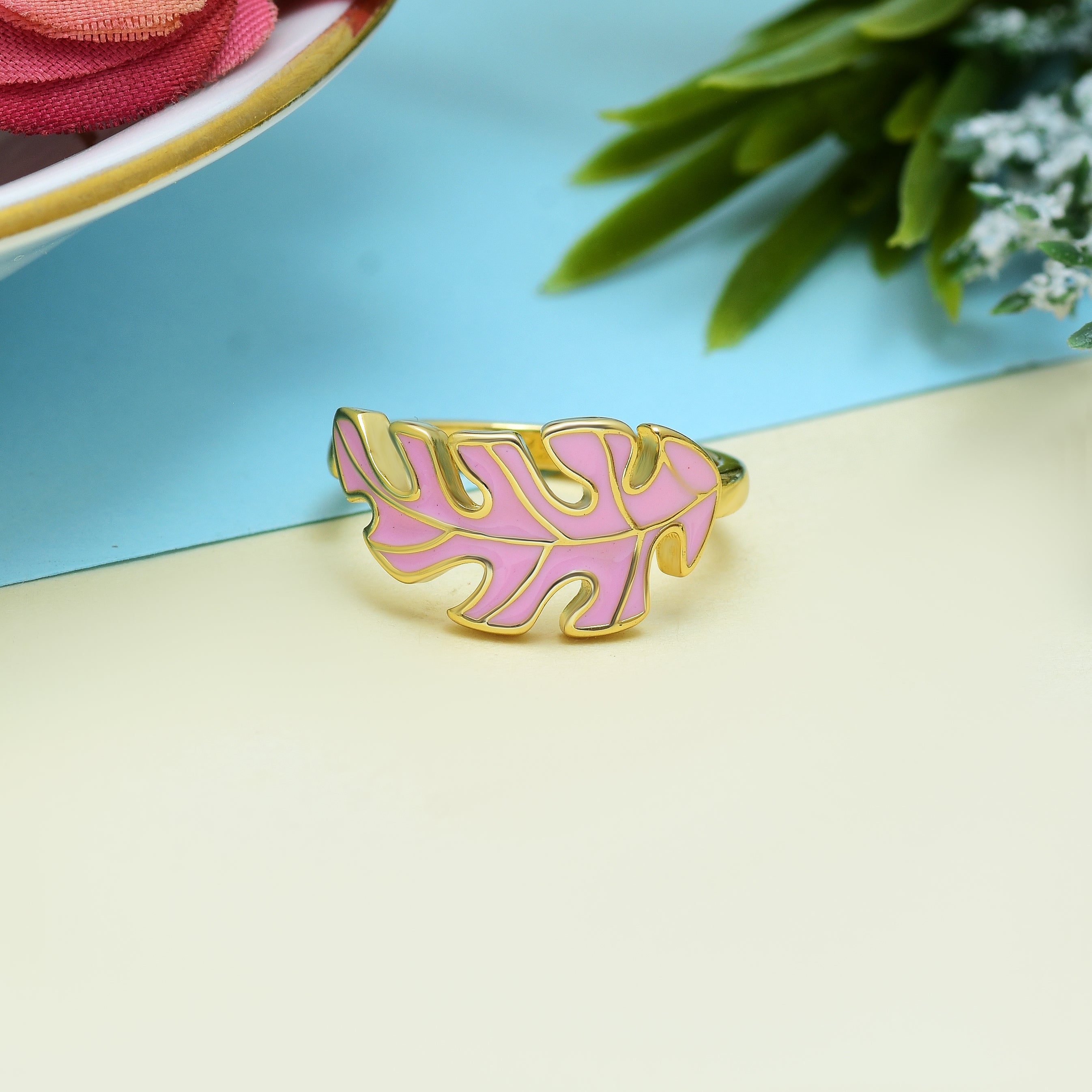 Monstera Leaf Enamel Rings | Anti Tarnish