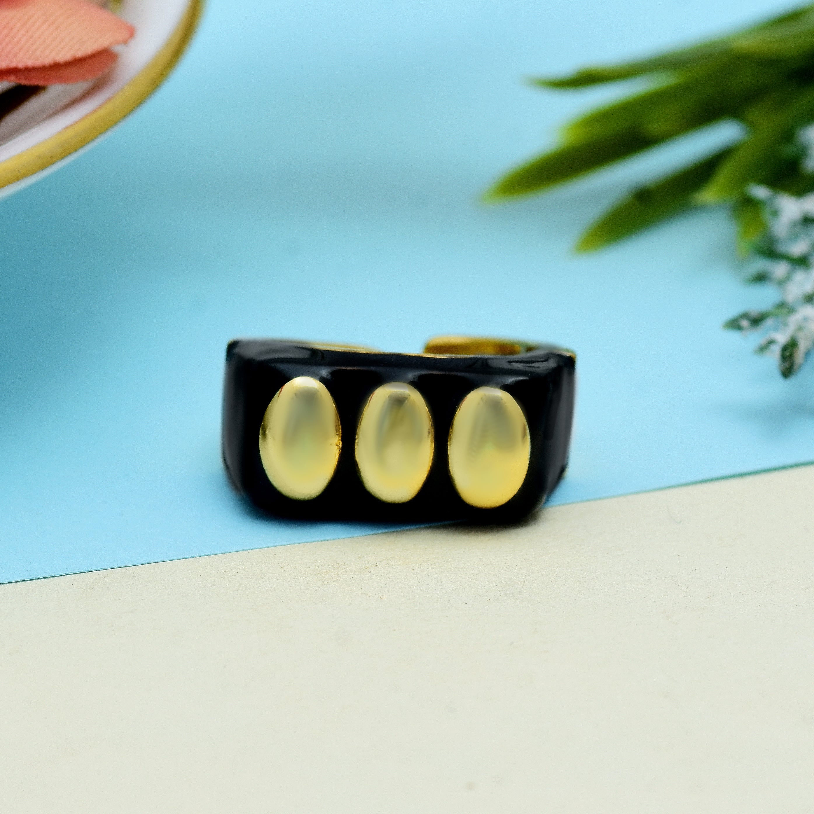 Three Oval Enamel Rings | Anti Tarnish